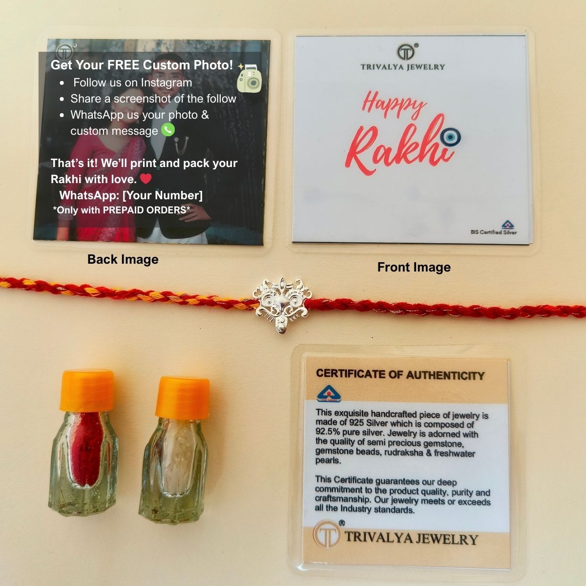 Kirtimukh Rakhi in 92.5 Pure Silver