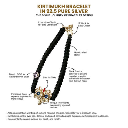 Men- Enamelled Kirtimukh 92.5 Pure Silver Bracelet