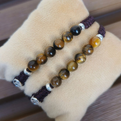 Tiger Eye Couple Bracelets in 92.5 Silver