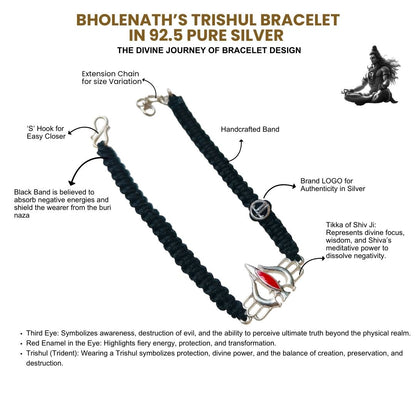Men- Mahadev's Trishul in 92.5 Silver Bracelet