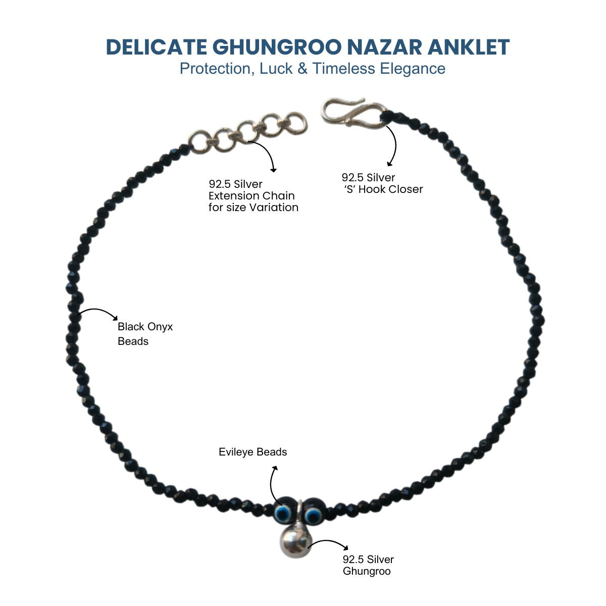 Delicate Ghungroo Nazar Anklet – Protection, Luck & Timeless Elegance