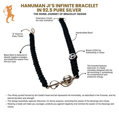 Men- Pawanputra Gada in 92.5 Pure Silver Bracelet