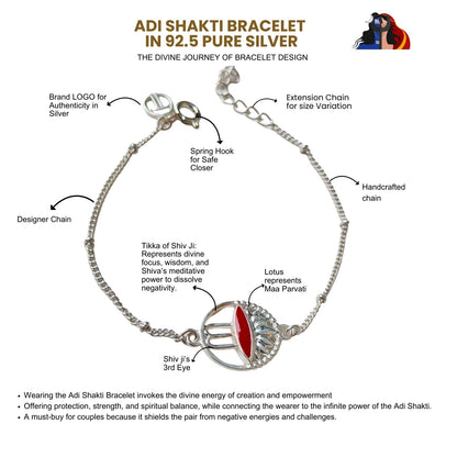 Women- Adi Shakti 92.5 in Pure Silver Bracelet with Free Belpatra