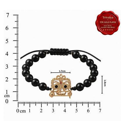 Black Onyx Jai Jagannath Ji Bracelet  in 22k Gold Plating