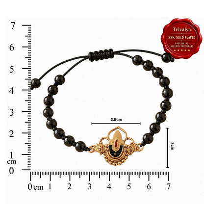 Black Onyx Tirupati Balaji Bracelet in 22k Gold plating