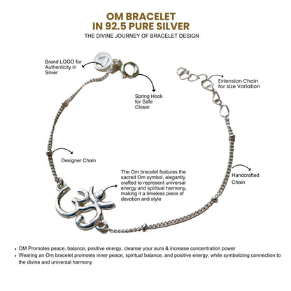 Women- Om 92.5 Pure Silver Bracelet with Free Belpatra