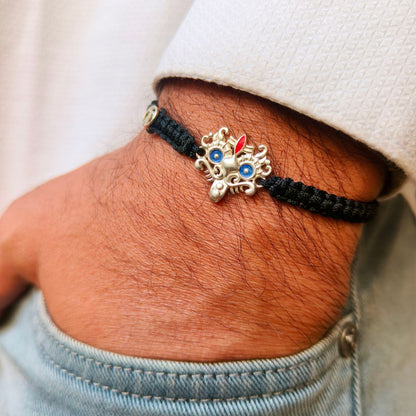 Men- Enamelled Kirtimukh 92.5 Pure Silver Bracelet