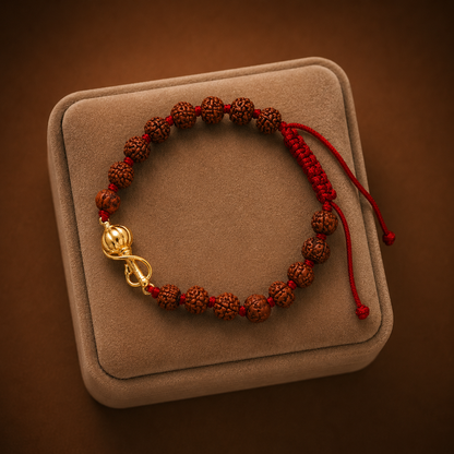 Red- Vayuputra Gada Bracelet with 5 Mukhi Nepali Rudraksh