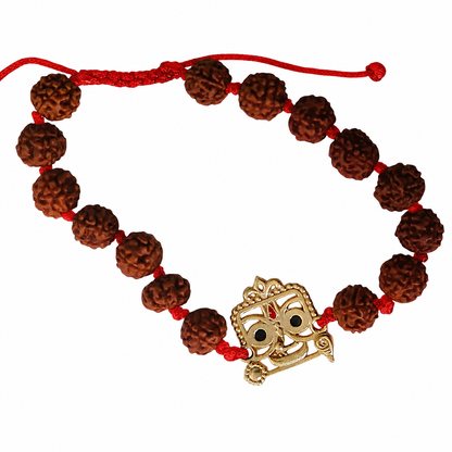 The Red Jai Jagannath Bracelet with 5 Mukhi Nepali Rudraksh