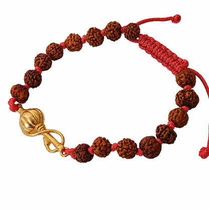 Red- Vayuputra Gada Bracelet with 5 Mukhi Nepali Rudraksh