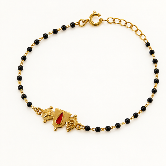 Women Narayan Kavach Black Onyx Bracelet in 22K Gold Plating