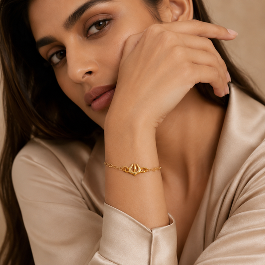 Mini Trishul Bracelet in 22k Gold Plating