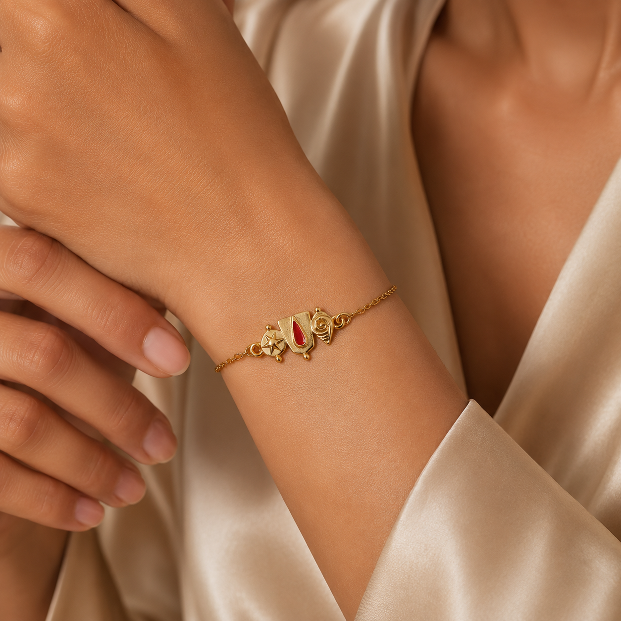 Women Narayan Kavach Bracelet in 22k Gold Plating