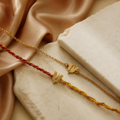 Combo- Prosperous Vishnu Ji Tilak Grace Rakhi & Bracelet in 22K Gold Plated