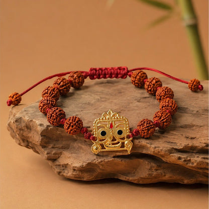 The Red Jai Jagannath Bracelet with 5 Mukhi Nepali Rudraksh