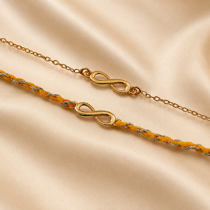 Combo- Infinity Rakhi & Bracelet In 22K Gold Plating