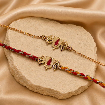 Combo- Narayan Kavach Rakhi Bracelet in 22K Gold Plating
