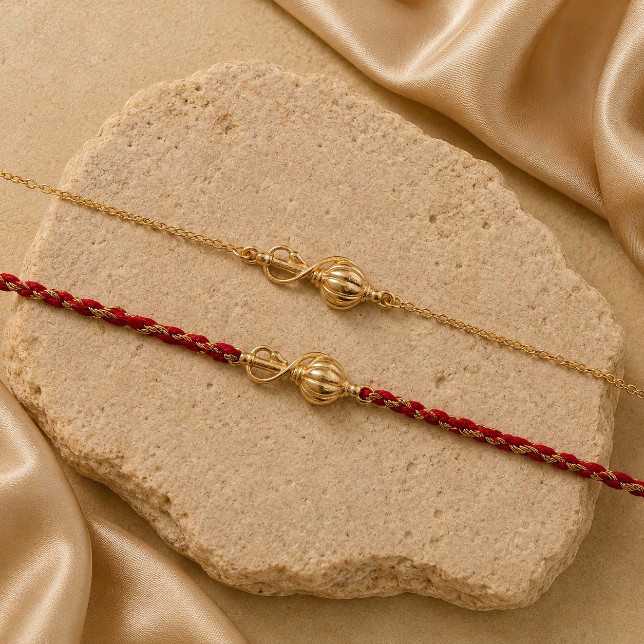 Combo- Vayuputra Gada Rakhi & Bracelet in 22K Gold Plating