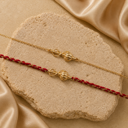 Combo- Vayuputra Gada Rakhi & Bracelet in 22K Gold Plating