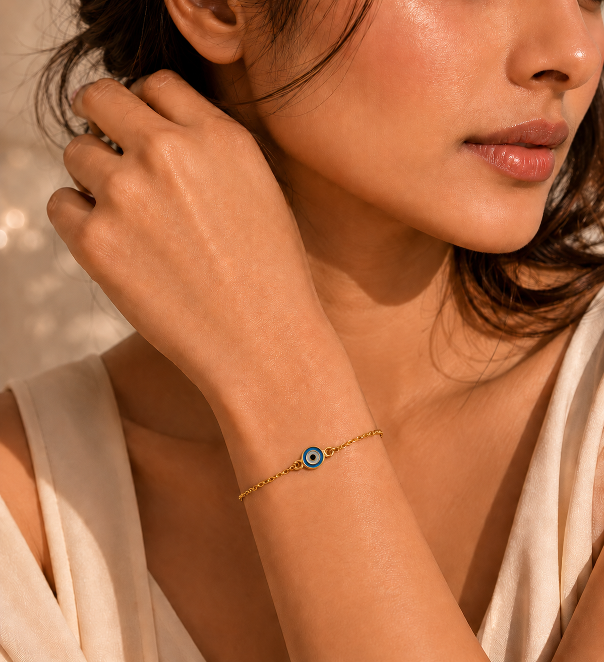 Women Reversible Evileye Bracelet in 22k Gold Plating