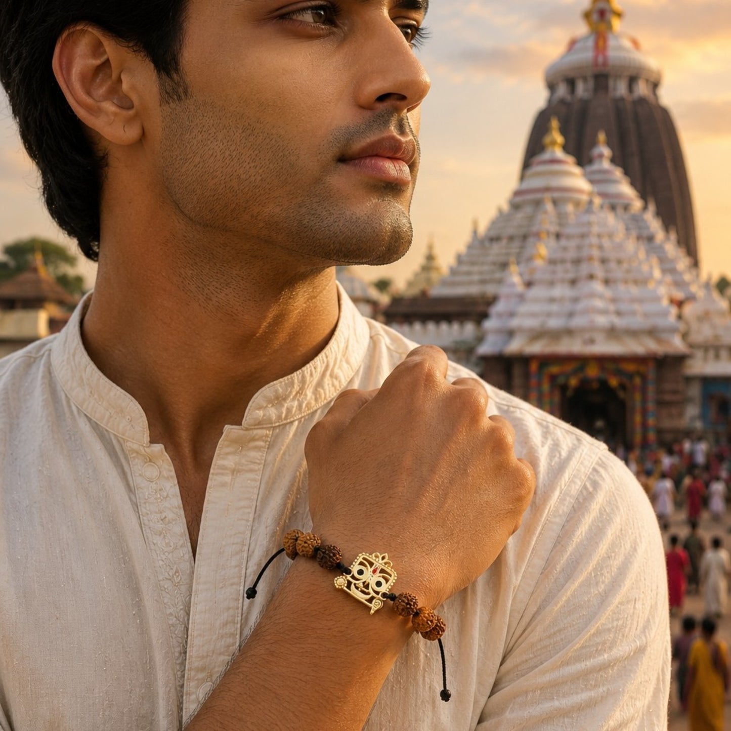Jai Jagannatha Ji Bracelet with 5 Mukhi Nepali Rudraksh Band