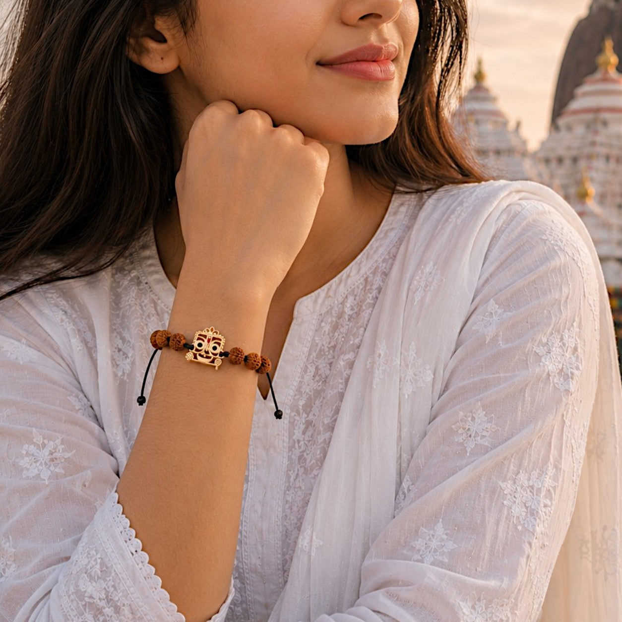 Jai Jagannatha Ji Bracelet with 5 Mukhi Nepali Rudraksh Band
