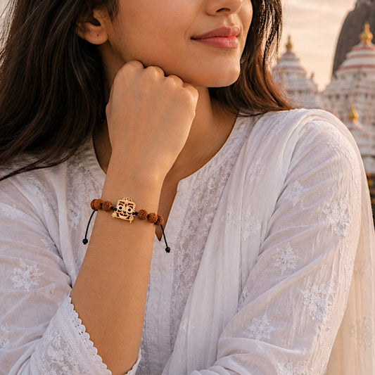 Jai Jagannatha Ji Bracelet with 5 Mukhi Nepali Rudraksh Band