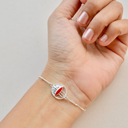 Women- Adi Shakti 92.5 in Pure Silver Bracelet with Free Belpatra