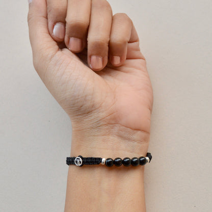 Men- Tourmaline Black Bead Bracelet in 92.5 Pure Silver