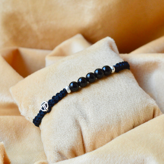 Men- Tourmaline Black Bead Bracelet in 92.5 Pure Silver