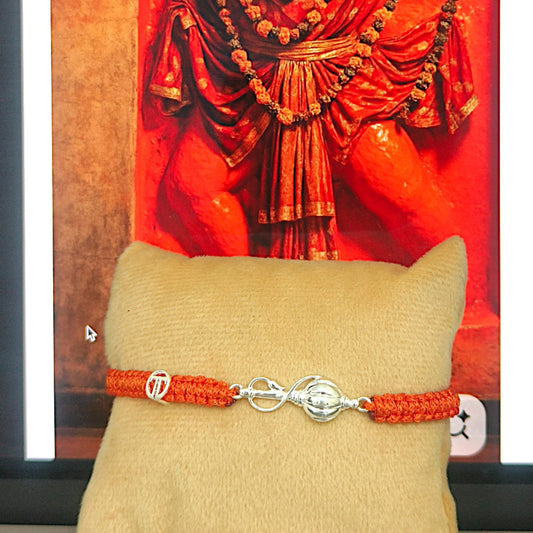 Orange Strap Pawanputra Gadda Bracelet in 92.5 Pure Silver