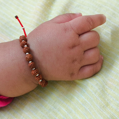 5 Mukhi Rudraksh Kavach for Kids - Red
