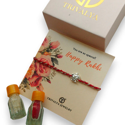 Lucky Turtle 92.5 Pure Silver Rakhi
