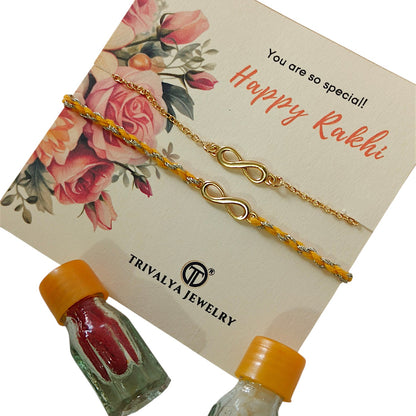 Combo- Infinity Rakhi & Bracelet In 22K Gold Plating