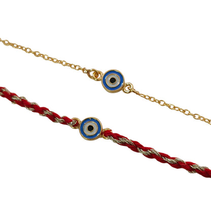 Combo- Enamel EvilEye Rakhi & Bracelet in 22K Gold Plating