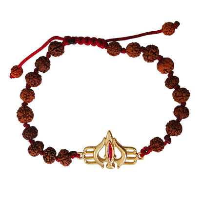Mahadev Trishul Kavach with 5 Mukhi Nepali Rudrakhs in 18k Gold Plating