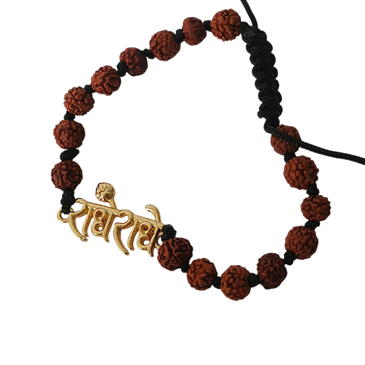 Radhe Radhe Bracelet with 5 Mukhi Nepali Rudraksh